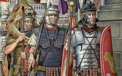 Obr. č. 1  Dobové vyobrazenie pretoriánskej gardy. <i />Online dostupné na internete: https://historylab.dennikn.sk/starovek/pretorianska-garda<br />
